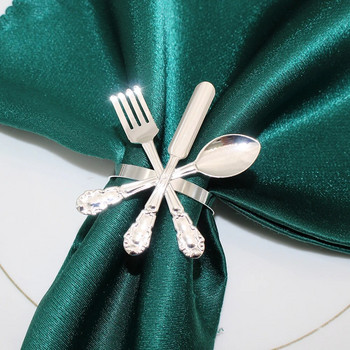 Dvianna 6 τεμ. Μεταλλικό μαχαίρι και πιρούνι για κουτάλι για δαχτυλίδια για χριστουγεννιάτικο πάρτι των ευχαριστιών Διακοσμητικό τραπέζι γάμου HWM23