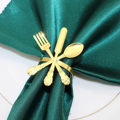 Dvianna 6Gb. Metāla naža un dakšiņas karotes salvešu gredzenu turētājs Ziemassvētku Pateicības ballītei Kāzu galda noformējums HWM23