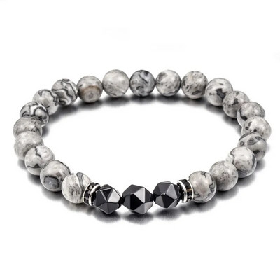 Jauna luksusa klasiska rokassprādze 8 MM labradorīta dabas šarms augstas kvalitātes pankroka vīriešu rokassprādzes ķēdes rotaslietas draudzības dāvanas