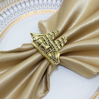 8Gb Metāla buru laivas salvešu gredzeni Retro zelta dvieļu gredzens moderns gredzenu turētājs salvete sprādzes galda dekors HWE75