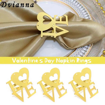 Dvianna 12Gb Valentīndienas mīlestības vēstules salvešu turētāji Valentīndienas ballītei Kāzu jubilejas galda rotājumi HWW12