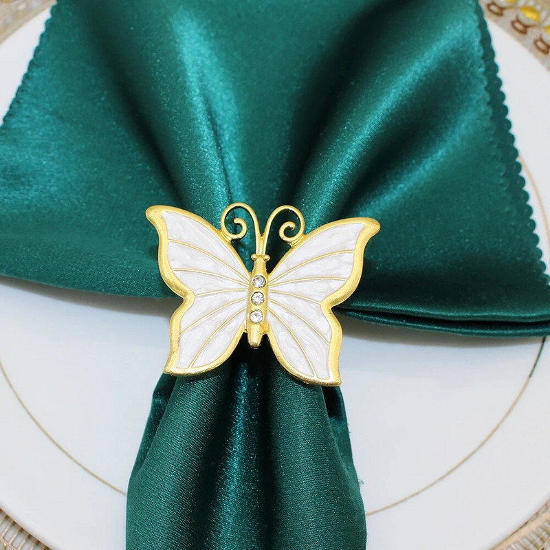 6Gb Butterfly salvešu gredzens metāla salvešu turētāji zelta sudraba salvešu sprādze viesnīcas Lieldienu Ziemassvētku kāzu ballītes galda dekorēšanai