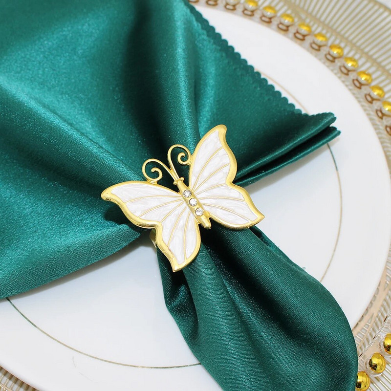 6Gb Butterfly salvešu gredzens metāla salvešu turētāji zelta sudraba salvešu sprādze viesnīcas Lieldienu Ziemassvētku kāzu ballītes galda dekorēšanai