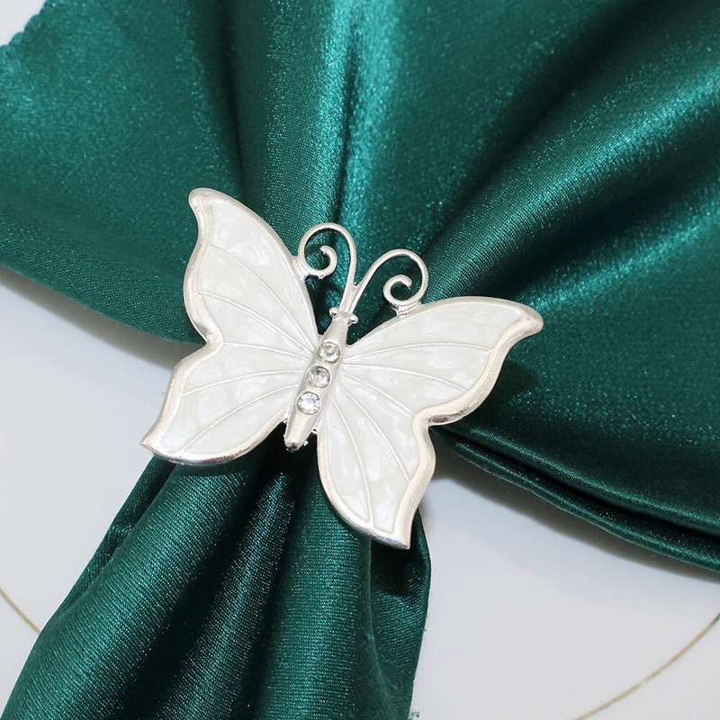 6Gb Butterfly salvešu gredzens metāla salvešu turētāji zelta sudraba salvešu sprādze viesnīcas Lieldienu Ziemassvētku kāzu ballītes galda dekorēšanai