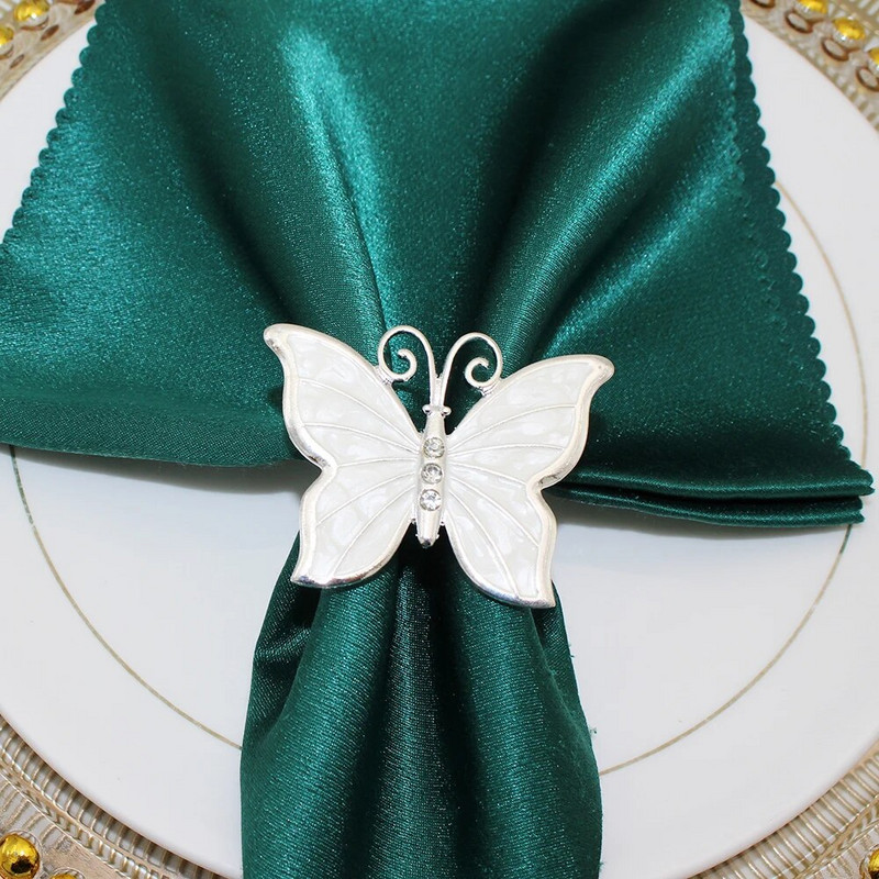 6Gb Butterfly salvešu gredzens metāla salvešu turētāji zelta sudraba salvešu sprādze viesnīcas Lieldienu Ziemassvētku kāzu ballītes galda dekorēšanai