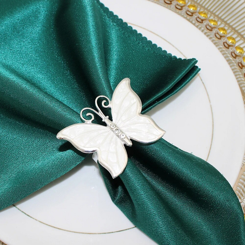 6Gb Butterfly salvešu gredzens metāla salvešu turētāji zelta sudraba salvešu sprādze viesnīcas Lieldienu Ziemassvētku kāzu ballītes galda dekorēšanai