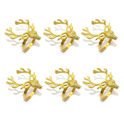 Χρυσά ασημένια δαχτυλίδια χαρτοπετσέτας 6 τμχ Χειροποίητο μεταλλικό δαχτυλίδι θήκης για χαρτοπετσέτα γάμου Χριστουγεννιάτικα ντελικάτες πόρπες χαρτοπετσέτας διακόσμηση τραπεζιού HWM15