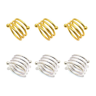 Χρυσά ασημένια δαχτυλίδια χαρτοπετσέτας 6 τμχ Χειροποίητο μεταλλικό δαχτυλίδι θήκης για χαρτοπετσέτα γάμου Χριστουγεννιάτικα ντελικάτες πόρπες χαρτοπετσέτας διακόσμηση τραπεζιού HWM15