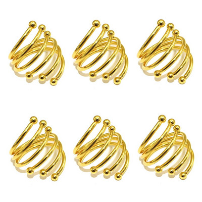 Χρυσά ασημένια δαχτυλίδια χαρτοπετσέτας 6 τμχ Χειροποίητο μεταλλικό δαχτυλίδι θήκης για χαρτοπετσέτα γάμου Χριστουγεννιάτικα ντελικάτες πόρπες χαρτοπετσέτας διακόσμηση τραπεζιού HWM15