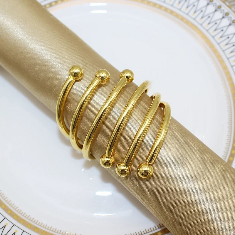 Χρυσά ασημένια δαχτυλίδια χαρτοπετσέτας 6 τμχ Χειροποίητο μεταλλικό δαχτυλίδι θήκης για χαρτοπετσέτα γάμου Χριστουγεννιάτικα ντελικάτες πόρπες χαρτοπετσέτας διακόσμηση τραπεζιού HWM15