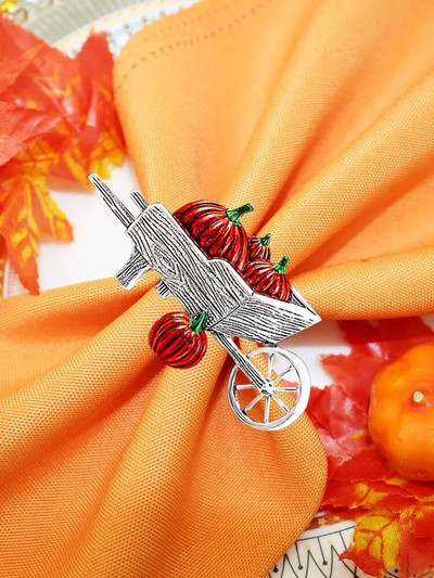 8Pcs Harvest Pumpkin Carpkin Rings for Fall Theme Holidays Day of Thanksgiving Baby Shower Party Supplies Διακόσμηση τραπεζιού