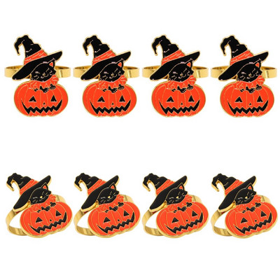 8Gb Jauki vāveres priežu riekstu salvešu gredzeni krāsaini emaljas metāla dzīvnieku salvešu turētājs rudens Pateicības Helovīna dekoram HWH113