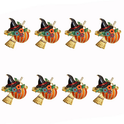 8Gb Jauki vāveres priežu riekstu salvešu gredzeni krāsaini emaljas metāla dzīvnieku salvešu turētājs rudens Pateicības Helovīna dekoram HWH113