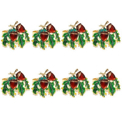 8Gb Jauki vāveres priežu riekstu salvešu gredzeni krāsaini emaljas metāla dzīvnieku salvešu turētājs rudens Pateicības Helovīna dekoram HWH113