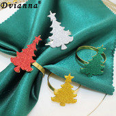 8db új karácsonyfa szalvéta gyűrű csillogó papír barkács kézzel készített szalvéta gyűrű tartó karácsonyi asztaldíszekhez HWC296