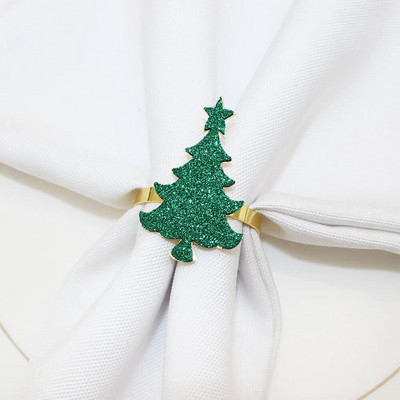 8db új karácsonyfa szalvéta gyűrű csillogó papír barkács kézzel készített szalvéta gyűrű tartó karácsonyi asztaldíszekhez HWC296