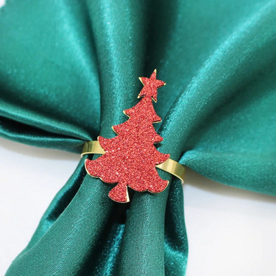 8db új karácsonyfa szalvéta gyűrű csillogó papír barkács kézzel készített szalvéta gyűrű tartó karácsonyi asztaldíszekhez HWC296