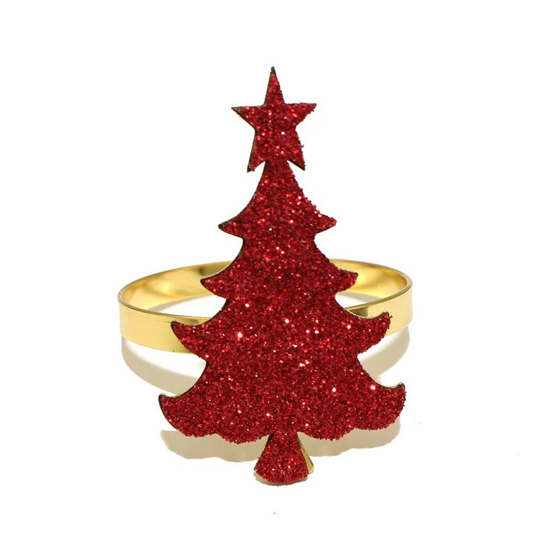 8db új karácsonyfa szalvéta gyűrű csillogó papír barkács kézzel készített szalvéta gyűrű tartó karácsonyi asztaldíszekhez HWC296