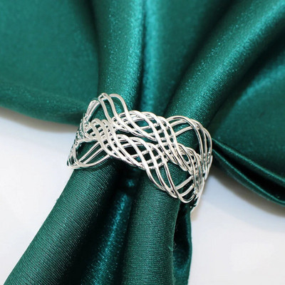 4Gb Sudraba salvešu gredzeni Ar rokām darināti apaļi salvešu turētāju gredzeni Ziemassvētku kāzu Pateicības vakariņu galda rotājumiem HWM262