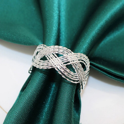 4Gb Sudraba salvešu gredzeni Ar rokām darināti apaļi salvešu turētāju gredzeni Ziemassvētku kāzu Pateicības vakariņu galda rotājumiem HWM262