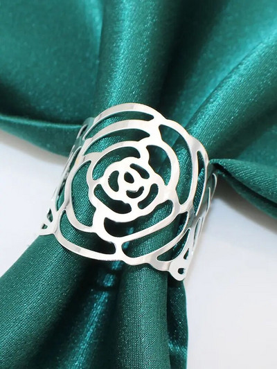 4Gb Sudraba salvešu gredzeni Ar rokām darināti apaļi salvešu turētāju gredzeni Ziemassvētku kāzu Pateicības vakariņu galda rotājumiem HWM262