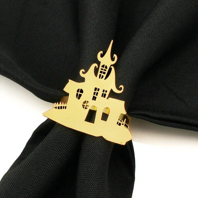 8db Halloween Black Witch szalvétatartó Hálaadás szalvéta gyűrűk ebédlőhöz Konyhai Asztali Partik Halloween Dekorációk HWH12