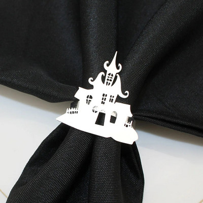 8db Halloween Black Witch szalvétatartó Hálaadás szalvéta gyűrűk ebédlőhöz Konyhai Asztali Partik Halloween Dekorációk HWH12