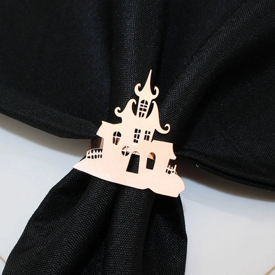 8db Halloween Black Witch szalvétatartó Hálaadás szalvéta gyűrűk ebédlőhöz Konyhai Asztali Partik Halloween Dekorációk HWH12