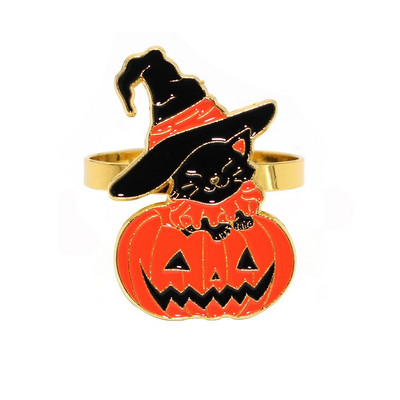 8db Halloween Black Witch szalvétatartó Hálaadás szalvéta gyűrűk ebédlőhöz Konyhai Asztali Partik Halloween Dekorációk HWH12