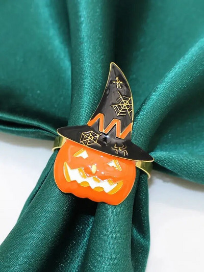 8db Halloween Black Witch szalvétatartó Hálaadás szalvéta gyűrűk ebédlőhöz Konyhai Asztali Partik Halloween Dekorációk HWH12