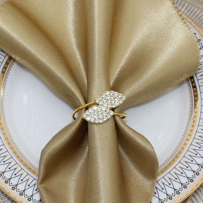 Δαχτυλίδι χαρτοπετσέτας από κράμα 8 τμχ Δαχτυλίδι χαρτοπετσέτας με φύλλα από κράμα χρυσό ασημένιο δαχτυλίδι για πετσέτα θήκης για τα Χριστούγεννα των Ευχαριστιών Διακόσμηση δείπνου γάμου HWL06