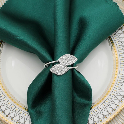 Δαχτυλίδι χαρτοπετσέτας από κράμα 8 τμχ Δαχτυλίδι χαρτοπετσέτας με φύλλα από κράμα χρυσό ασημένιο δαχτυλίδι για πετσέτα θήκης για τα Χριστούγεννα των Ευχαριστιών Διακόσμηση δείπνου γάμου HWL06