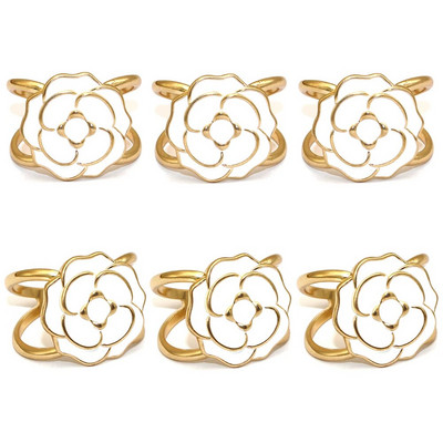 Δαχτυλίδι χαρτοπετσέτας από κράμα 8 τμχ Δαχτυλίδι χαρτοπετσέτας με φύλλα από κράμα χρυσό ασημένιο δαχτυλίδι για πετσέτα θήκης για τα Χριστούγεννα των Ευχαριστιών Διακόσμηση δείπνου γάμου HWL06