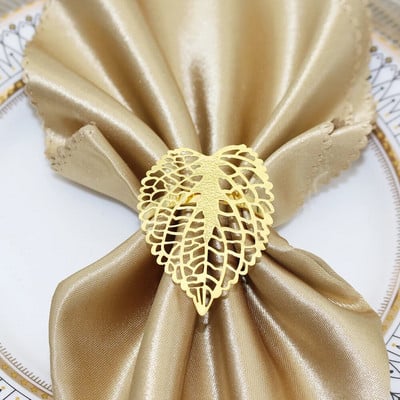 Δαχτυλίδι χαρτοπετσέτας από κράμα 8 τμχ Δαχτυλίδι χαρτοπετσέτας με φύλλα από κράμα χρυσό ασημένιο δαχτυλίδι για πετσέτα θήκης για τα Χριστούγεννα των Ευχαριστιών Διακόσμηση δείπνου γάμου HWL06