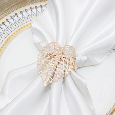 Δαχτυλίδι χαρτοπετσέτας από κράμα 8 τμχ Δαχτυλίδι χαρτοπετσέτας με φύλλα από κράμα χρυσό ασημένιο δαχτυλίδι για πετσέτα θήκης για τα Χριστούγεννα των Ευχαριστιών Διακόσμηση δείπνου γάμου HWL06