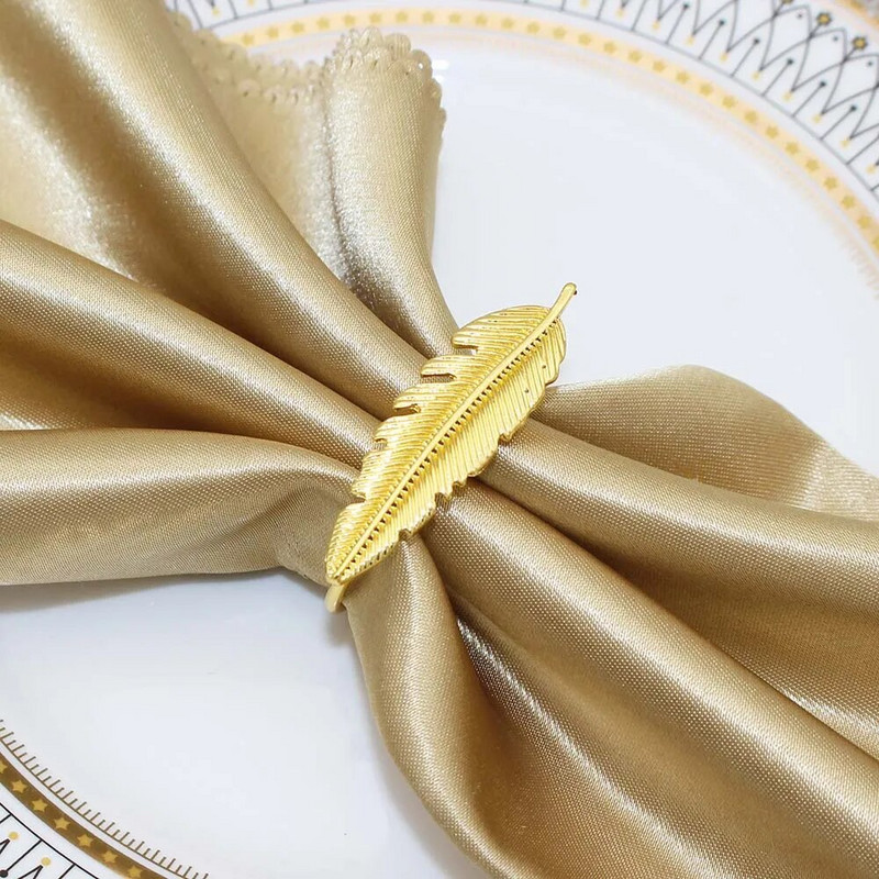 Δαχτυλίδι χαρτοπετσέτας από κράμα 8 τμχ Δαχτυλίδι χαρτοπετσέτας με φύλλα από κράμα χρυσό ασημένιο δαχτυλίδι για πετσέτα θήκης για τα Χριστούγεννα των Ευχαριστιών Διακόσμηση δείπνου γάμου HWL06