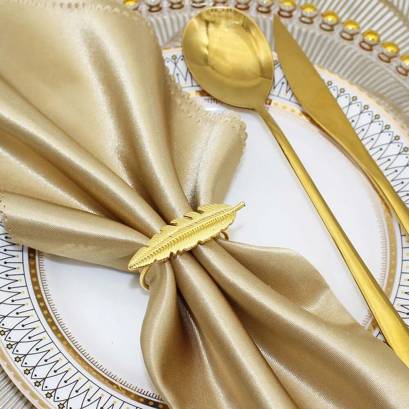 Δαχτυλίδι χαρτοπετσέτας από κράμα 8 τμχ Δαχτυλίδι χαρτοπετσέτας με φύλλα από κράμα χρυσό ασημένιο δαχτυλίδι για πετσέτα θήκης για τα Χριστούγεννα των Ευχαριστιών Διακόσμηση δείπνου γάμου HWL06