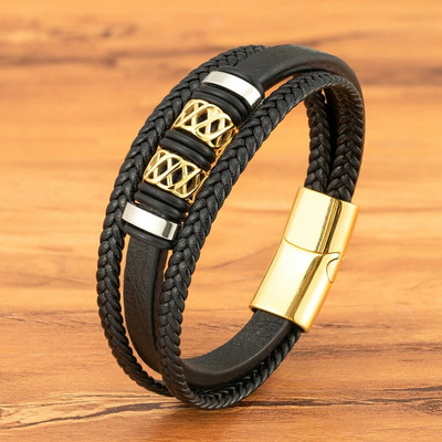 XQNI mitmekihilisest nahast roostevabast terasest meeste käevõru Moodne punk disain magnetklambriga käevõru ehted sõbrale mehele kingitused