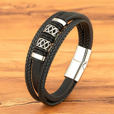 XQNI mitmekihilisest nahast roostevabast terasest meeste käevõru Moodne punk disain magnetklambriga käevõru ehted sõbrale mehele kingitused