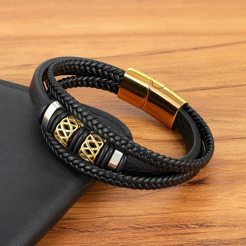 XQNI mitmekihilisest nahast roostevabast terasest meeste käevõru Moodne punk disain magnetklambriga käevõru ehted sõbrale mehele kingitused