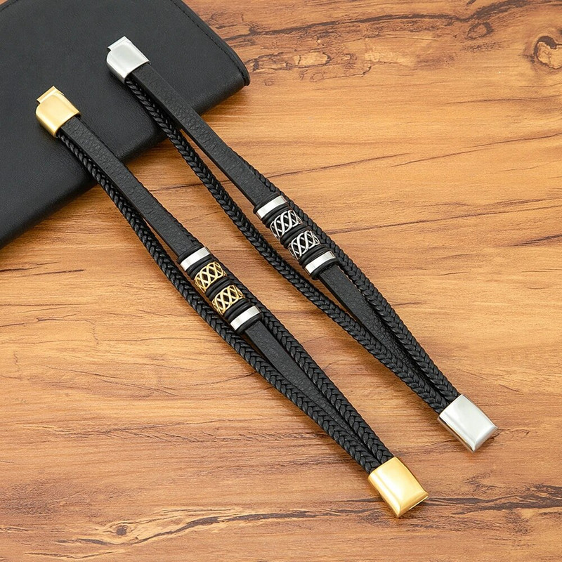 XQNI mitmekihilisest nahast roostevabast terasest meeste käevõru Moodne punk disain magnetklambriga käevõru ehted sõbrale mehele kingitused