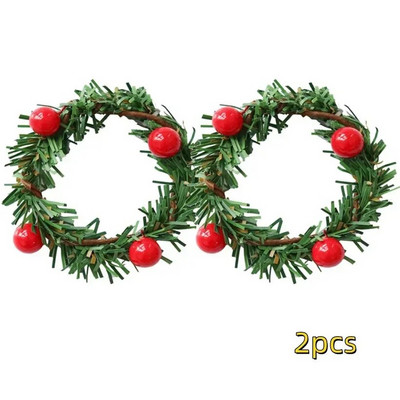 2/4/8 τμχ Χριστουγεννιάτικα Κόκκινα Φρούτα PVC Πευκοβελόνα Δαχτυλίδι για χαρτοπετσέτα Διακόσμηση Χριστουγεννιάτικου Τραπεζιού Σπίτι Γάμος Δείπνο Ξενοδοχείο Τραπεζάκι