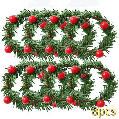 2/4/8 τμχ Χριστουγεννιάτικα Κόκκινα Φρούτα PVC Πευκοβελόνα Δαχτυλίδι για χαρτοπετσέτα Διακόσμηση Χριστουγεννιάτικου Τραπεζιού Σπίτι Γάμος Δείπνο Ξενοδοχείο Τραπεζάκι