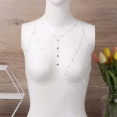 Μεταλλικό Γυναικείο Σουτιέν Σταυρός Σώμα Αλυσίδα Στρας Κολιέ Φούντα Αλυσίδες στήθους Σέξι Πανκ Χρυσό Ασημί Χρώμα Παραλία Γάμος