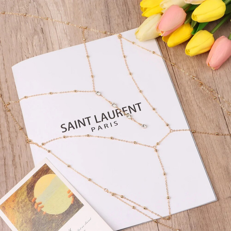 Μεταλλικό Γυναικείο Σουτιέν Σταυρός Σώμα Αλυσίδα Στρας Κολιέ Φούντα Αλυσίδες στήθους Σέξι Πανκ Χρυσό Ασημί Χρώμα Παραλία Γάμος