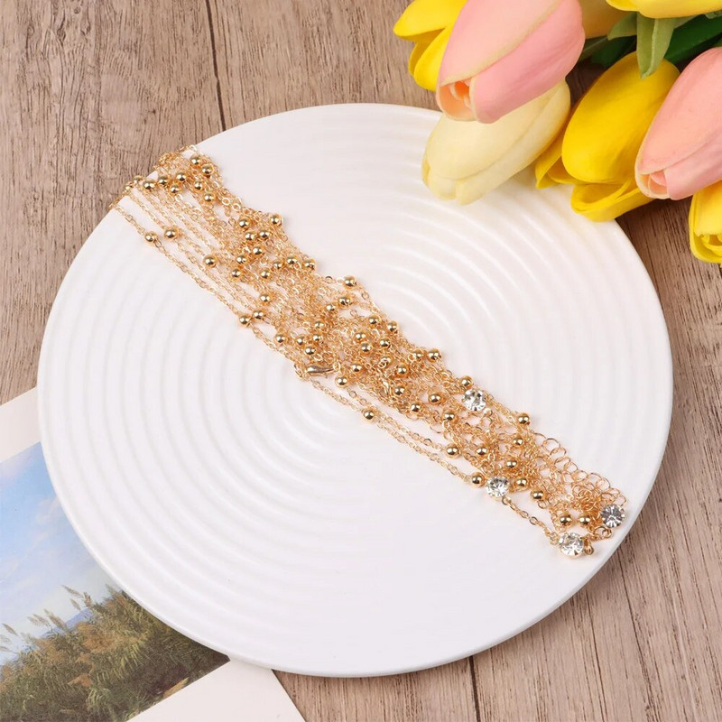 Μεταλλικό Γυναικείο Σουτιέν Σταυρός Σώμα Αλυσίδα Στρας Κολιέ Φούντα Αλυσίδες στήθους Σέξι Πανκ Χρυσό Ασημί Χρώμα Παραλία Γάμος