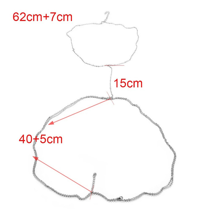 Μεταλλικό Γυναικείο Σουτιέν Σταυρός Σώμα Αλυσίδα Στρας Κολιέ Φούντα Αλυσίδες στήθους Σέξι Πανκ Χρυσό Ασημί Χρώμα Παραλία Γάμος