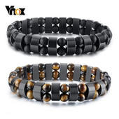 Vnox Stílusos Tiger Eye Stones Férfi karkötők Egészség Hematit Gyöngyök Pakolás pulseira masculina 20,5cm
