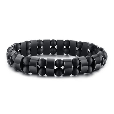 Vnox Stílusos Tiger Eye Stones Férfi karkötők Egészség Hematit Gyöngyök Pakolás pulseira masculina 20,5cm