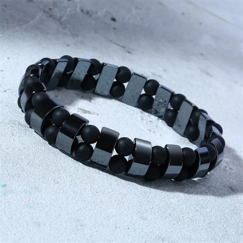 Vnox Stílusos Tiger Eye Stones Férfi karkötők Egészség Hematit Gyöngyök Pakolás pulseira masculina 20,5cm